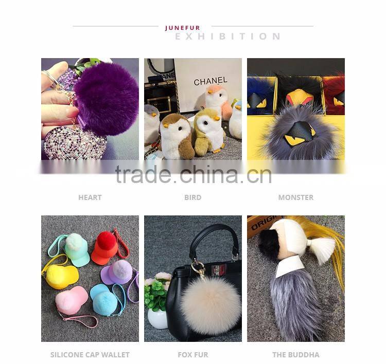 Colorful beautiful keyring fur pompon ball accessories keychain