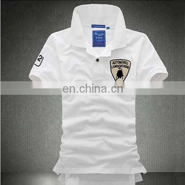 custom white emboridery cotton polo shirt