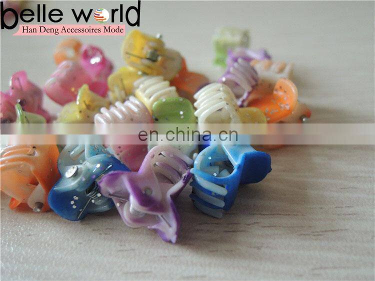 Flower Colors Small Mini Plastic shining powdeHair Claw Clips For Girls Big Brand shining powd er Cellulose Clamp Jewelry