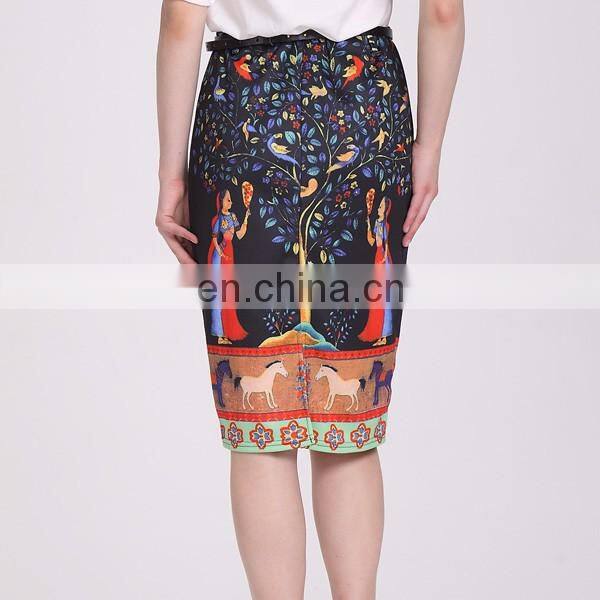 250gsm factory price printing patterns black pencil skirt