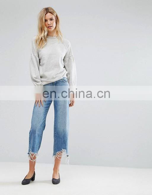 OEM Factory High Quality Cheap Price Crew Neck Sweatshirt Balloon Sleeve Sweatshirt