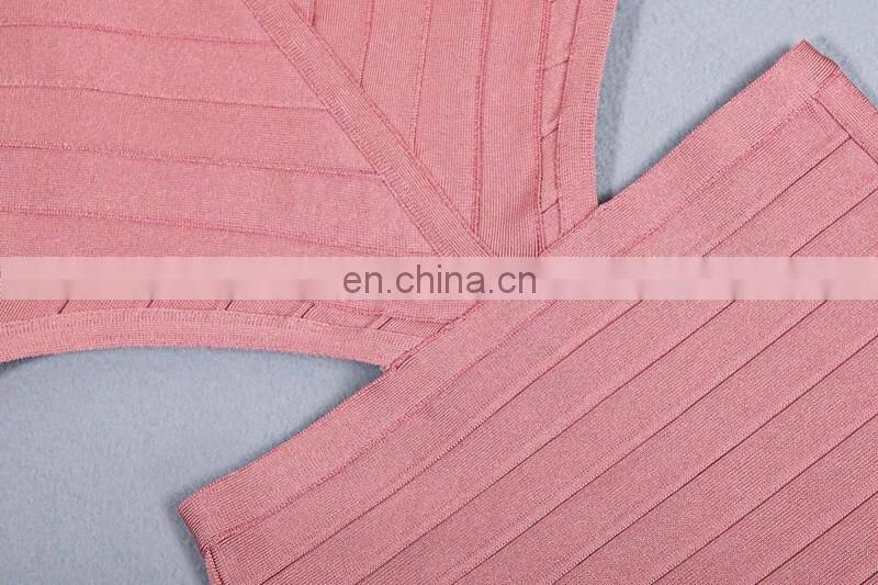 Amigo 2017 latst pink sleeveless backless cut out sexy bandage dress midi evening dresses for girls party wear