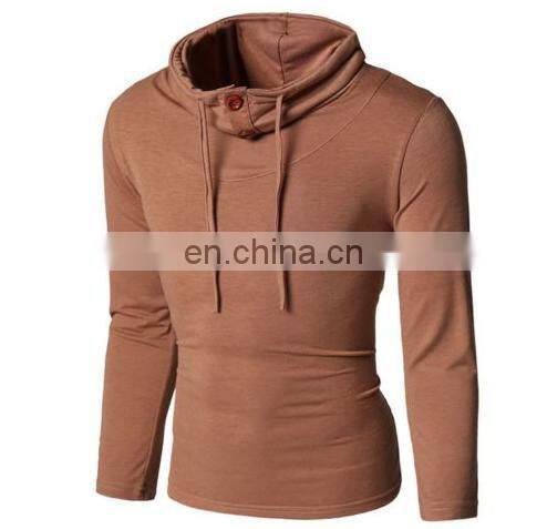 Hot Selling T-Shirt Men Button Front Long Sleeve Round-neck Solid Casual Slim Tops