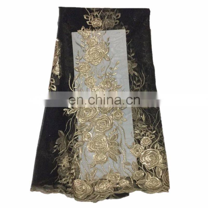 African styles net lace top quality trending French lace fabric with sequins women dress B16032710