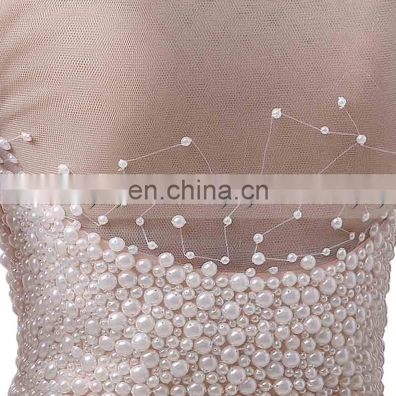 Elegant A Line Satin Chiffon Pearls Evening Dresses Long Evening Dress AJ029