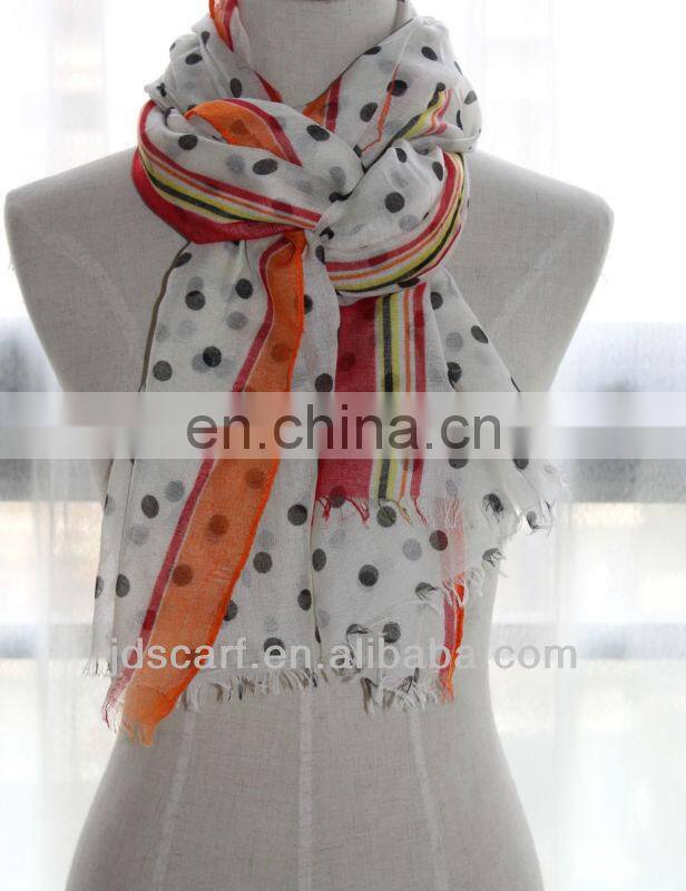 cotton block printed scarf JDYVP-003# Printing scarf 100% voile polyester shawl wholesaler