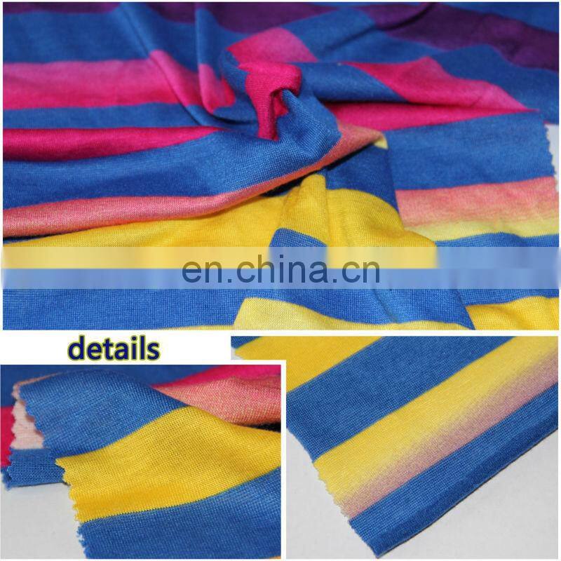 2015 spring new design high quality fashion printed T/R jersey stripe fabric