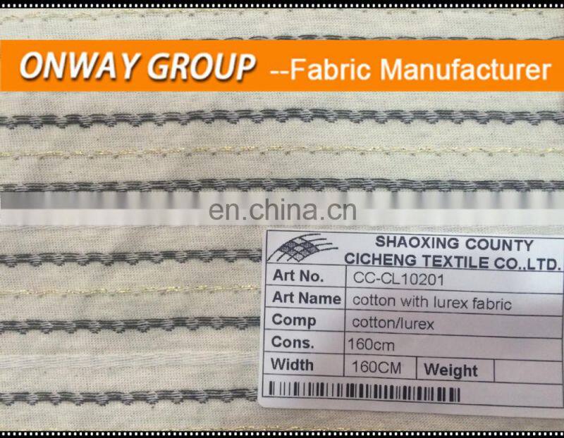Shaoxing Onway make-to-order knitting yarn dyed cotton with lurex fabric