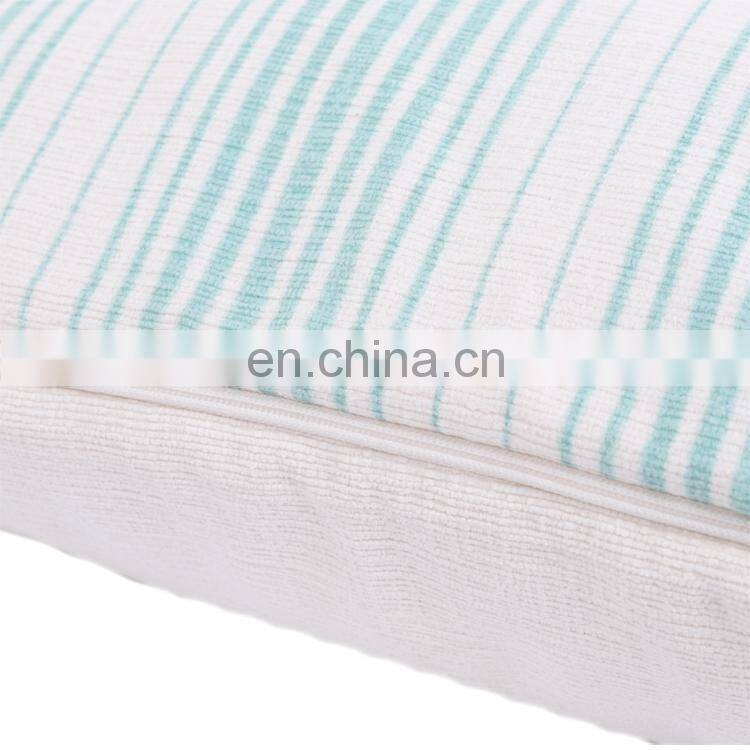 Decor white and green Striped poly chenille Cushion Cover