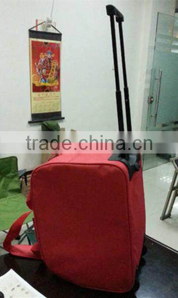 2014 hot red trolley cooler bag with wheels