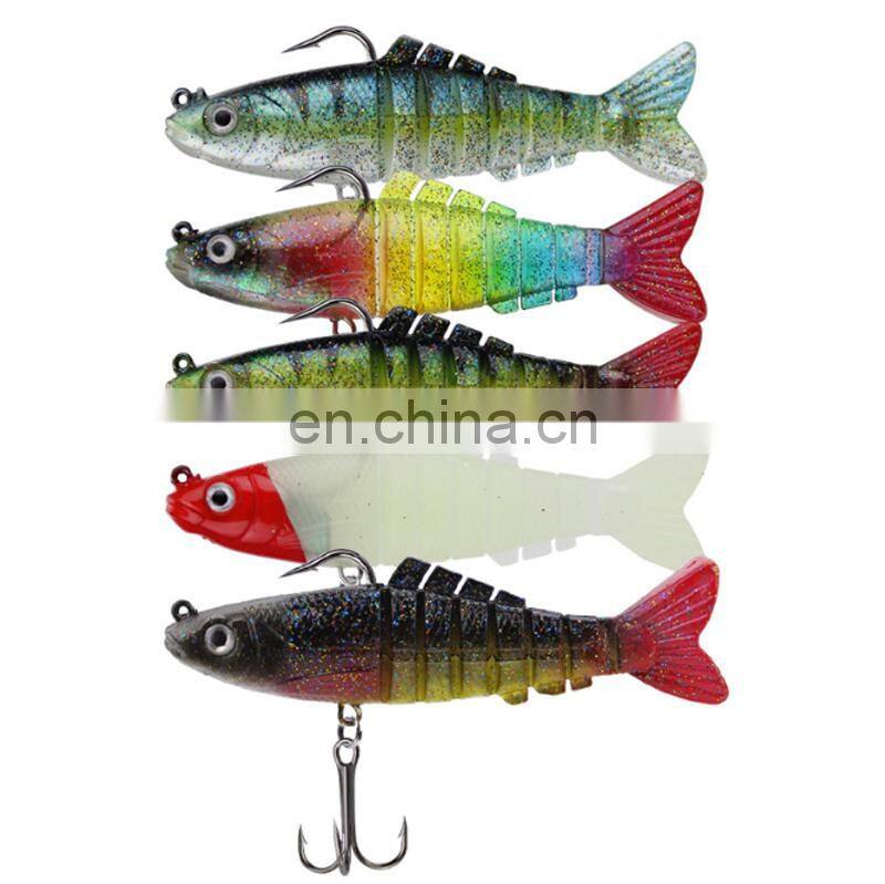 Wholesale 9cm18g 8 Sections Fishing Tackle Bait Fish Bait With Hook Soft Vibe Multi Jointed Lure