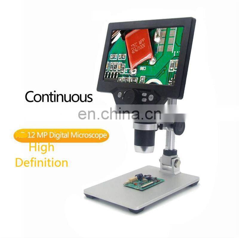 12MP 1200X 1080F High Definition Digital Microscope with 7" LCD Display Adjustable Angle 8 LEDs G1200 Non-Standard