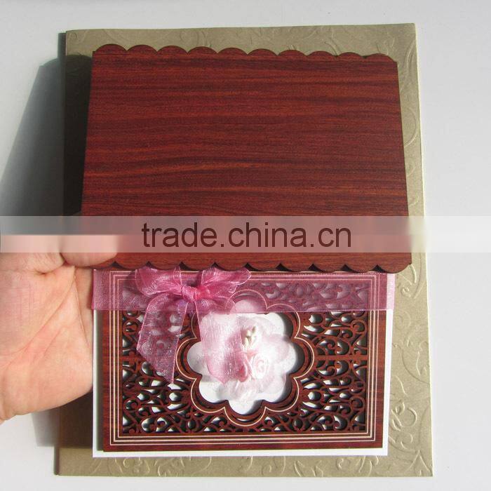 Ideal Laser Cutting Fancy Design Wooden Wedding Cards