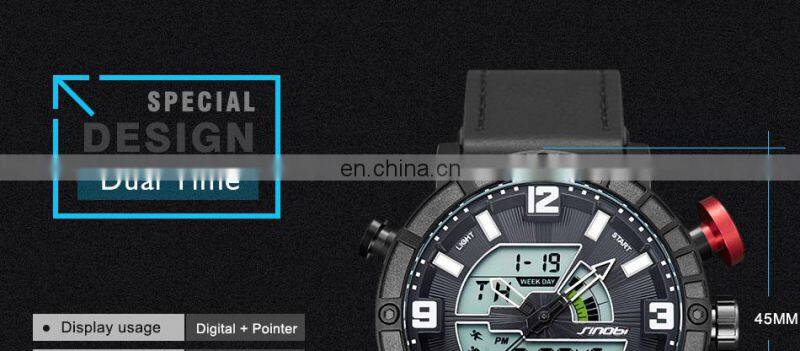 SINOBI Multi Function Men Wristwatch S9733G Full Calendar Window Male Watch LED Display Digital Watches