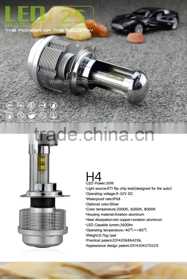 Dual beam headlights 30W H4 LED car headlamp type