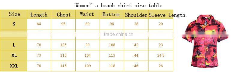 couples beach Hawaiian leisure men's and women's 100% cotton short sleeve shirt printing loose big yards