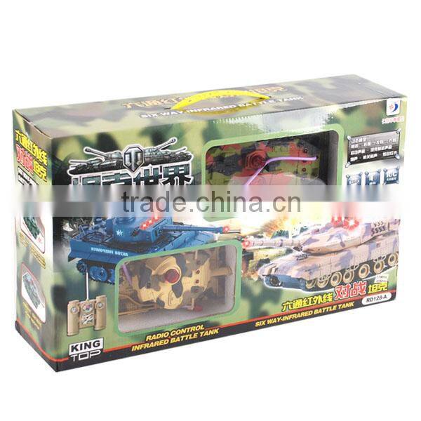 6 Channel RC Tank, with flashing light, 2 tanks fighting, rc toys