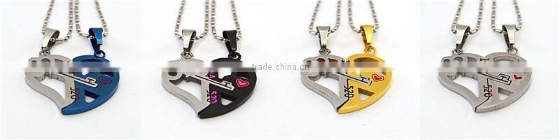 Stainless steel jewelry 520 broken heart pendant couple half heart pendants