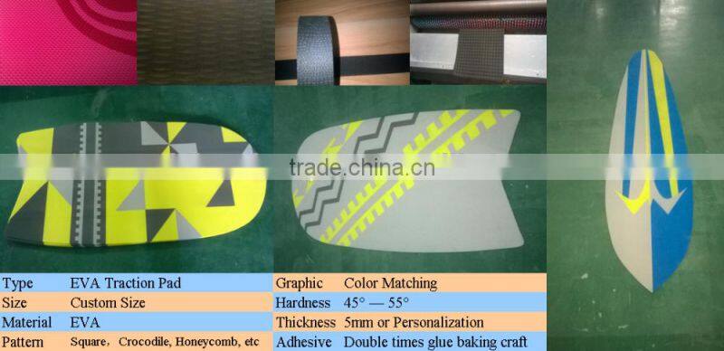OEM EVA traction pad, 45 Degree Curved Cut EVA Surfboard Traction Pad, EVA tail pad