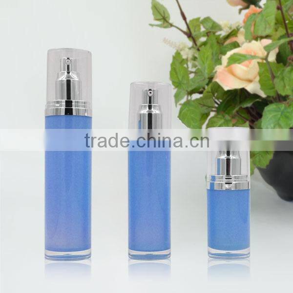 2015 Luxury Plastic Cosmetic Bottle with Aluminum Pump Top for Cosmetic Packaging
