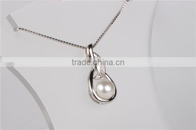 wholesale 925 sterling silver pendants fashion simple design pearl necklace silver necklace