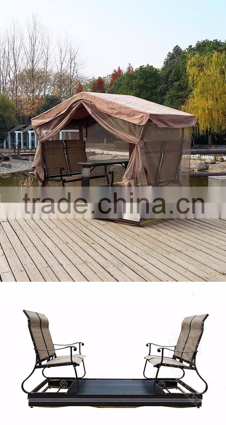 Simple Modern Sun Room Four-Bit Garden Wrought Iron Gazebo Dynamic Outdoor Gazebo Swing