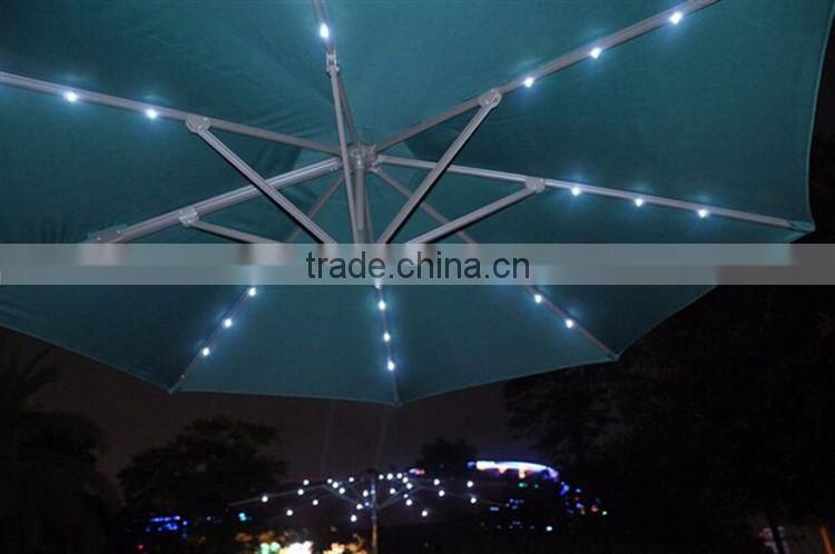 8 Bone Round Solar Led Umbrella Light Waterproof Material Umbrella Fabric Umbrella Beach