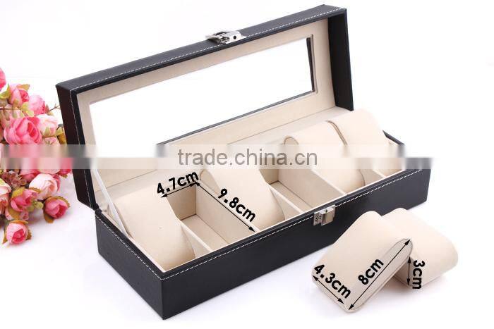 C34 ANPHY 6 pcs Watch Box High Grade Leather Flannelette Display Case
