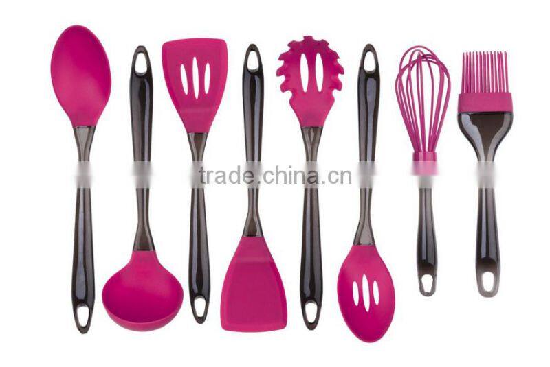 8 pcs best selling food grade FDA and LFGB colorful silicone utensils kitchen products set