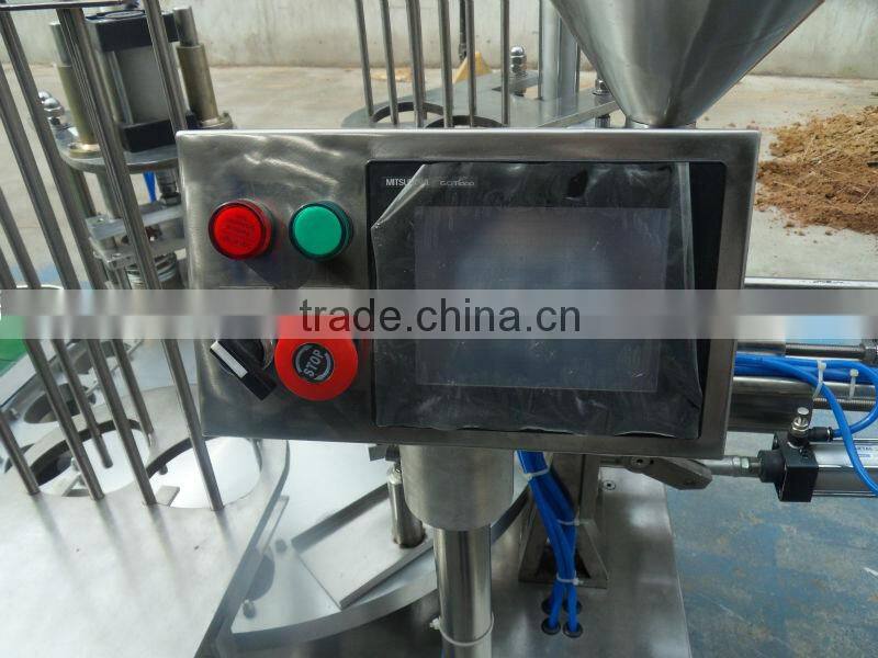 cheap automated powder plastic cups filling sealing machine
