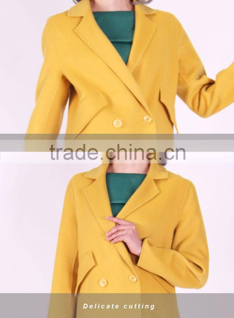 2016 New Design Spring Women Length Slim Fit Wool Coat