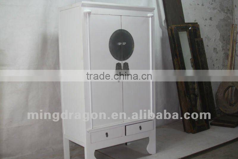 Chinese antique furniture Shanxi pine wood white two drawer two door cabinet