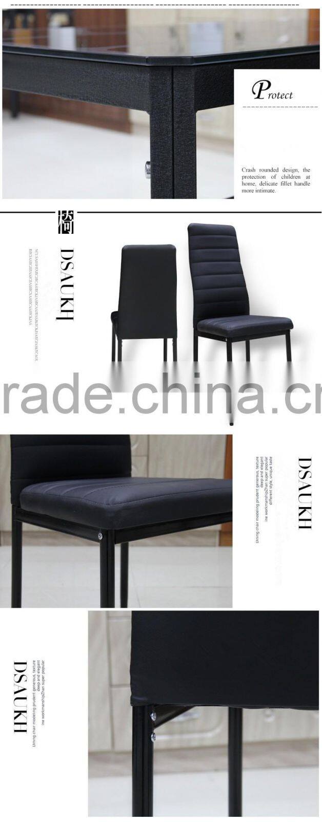 2016 Hot sale new arrival foshan black rectangle modern glass top dining table