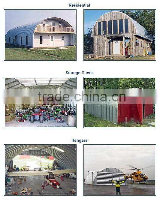 Galvalume Zinc and color steel curved prefabricated steel building