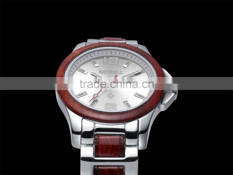 2016 Fashinable Luxury Stainless steel & sandalwood watch with the double butterfly-clasp ,Japan movt 8215, 3TAM waterproof