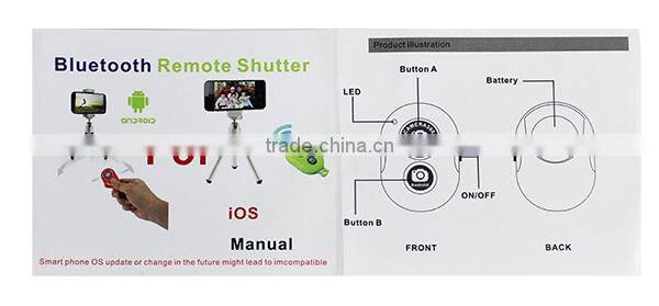 Remote shutter for mobile phone hot new products for 2015 bluetooth remote control self-timer