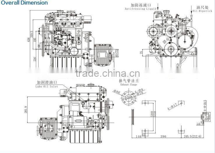 High speed marine diesel engine with gearbox for total enclosed lifeboat 26Hp