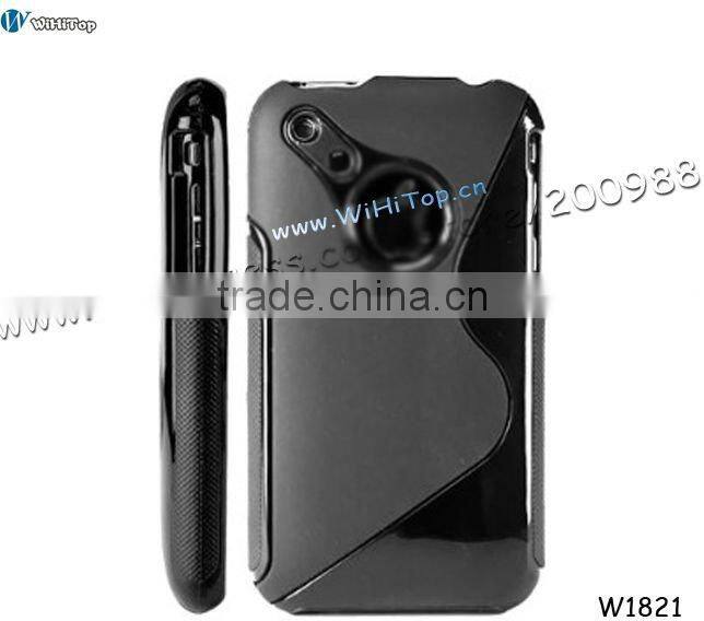 White Color.S line Shape TPU Skin Back Cover for iPhone 3G/3Gs