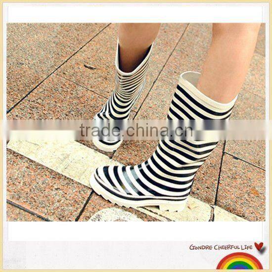 Zebra-patterned ladies stylish rainboots