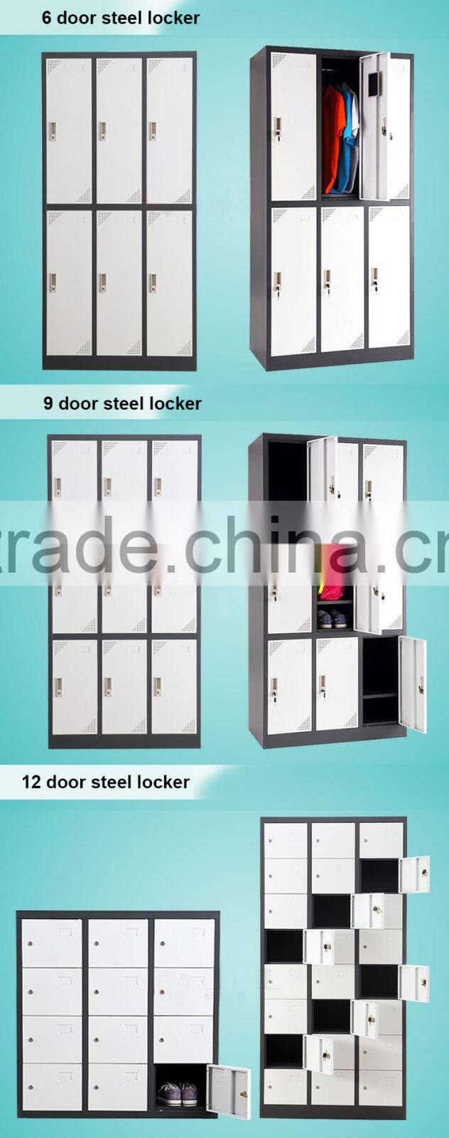 white free standing linen cabinet 6 door gym locker government movable metal file storage cabinet