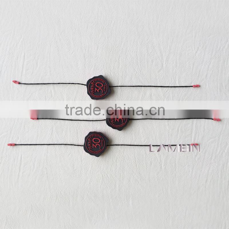 Custom hangtag string fastener seal tag for women's wind coat
