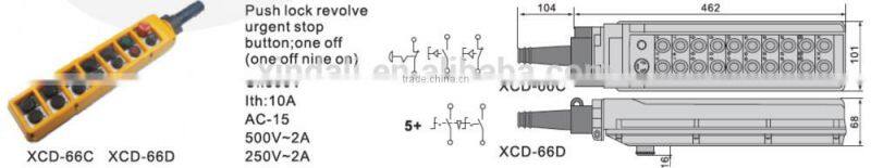 CE hoist&lift electric push button control switch box/emergency stop button switch XCD-66C