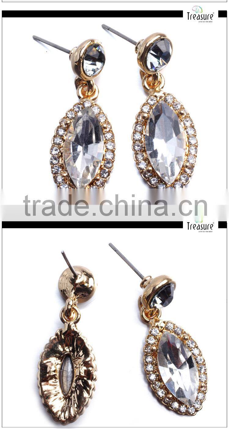 2014 fashion jewelry crystal earring with alloy gold stud earrings jewelry for women