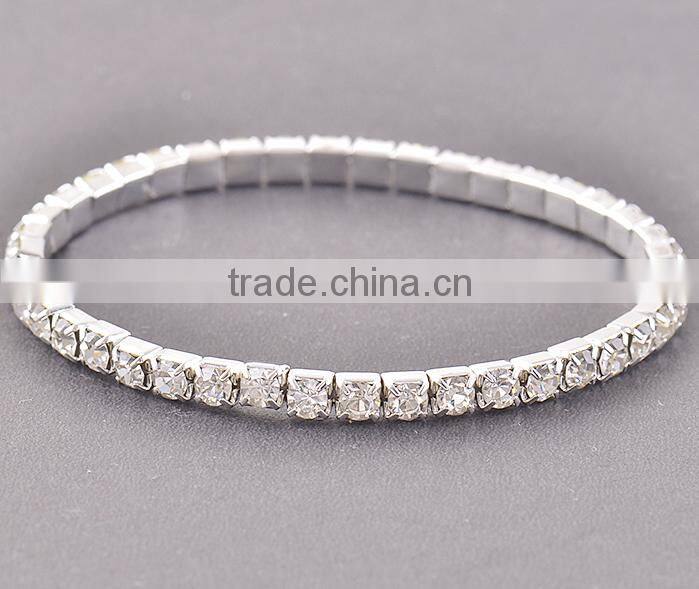 promotional 4 rows clear stretch rhinestone crystals bridal bracelet