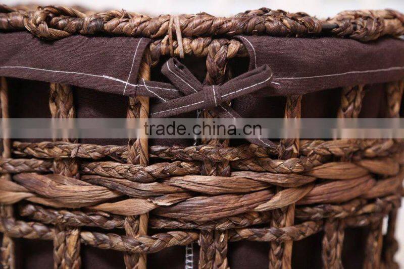 2015 new arrival set of 3 maize and water hyacinth weaved laundry hamper with lining