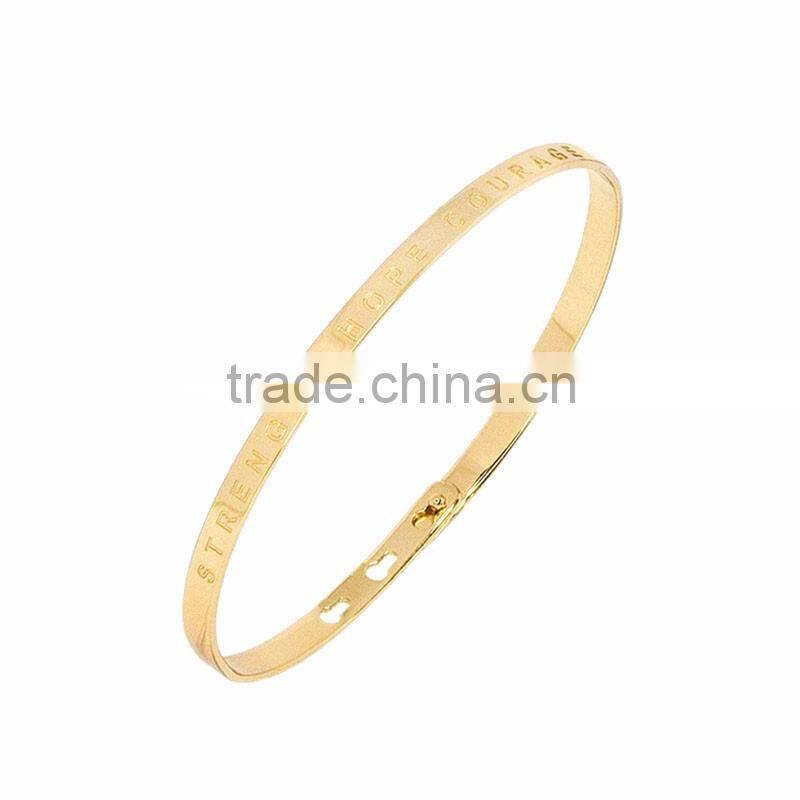 Memories Bangles with Customize Design Word 'STRENGHT HOPE COURAGE' with 4mm/7mm Width