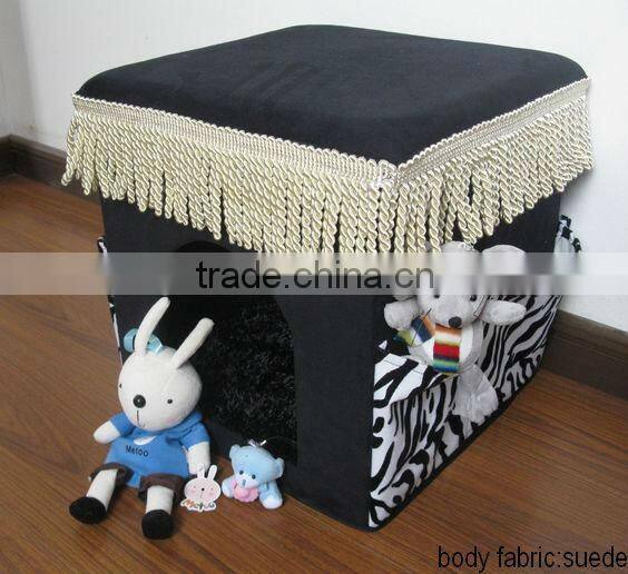 Stronger! Brown Corduroy folding storage stool/ottoman