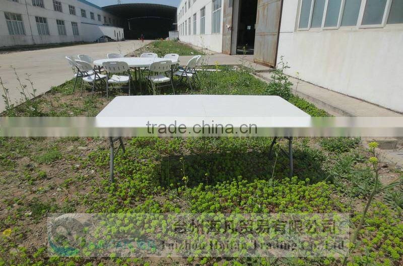 durable 152cm plastic folding dining table and chair for restaurant/high quality adjustable plastic dining table