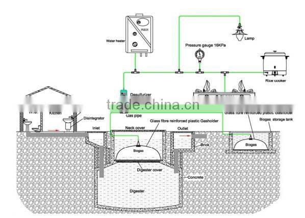 China Puxin Durable Home Use 10m3 Hydraulic Pressure Biogas Digester