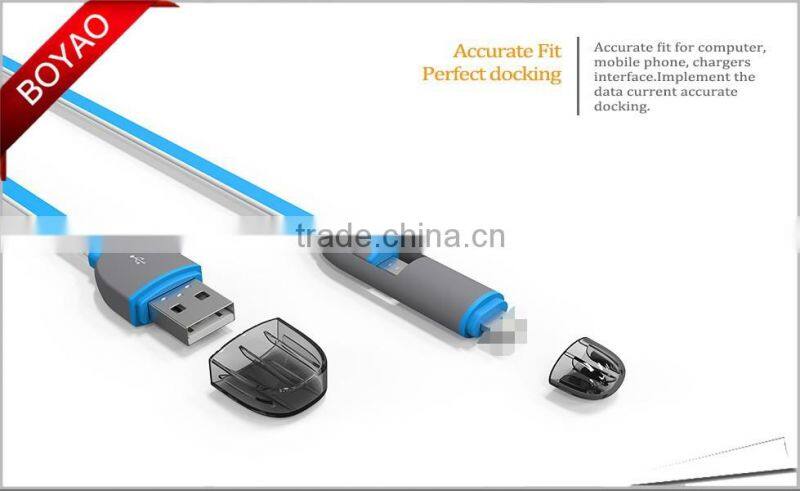 2016 Hotselling New Style 2 in 1 USB data Cable, multi-function micro usb data cable 1m